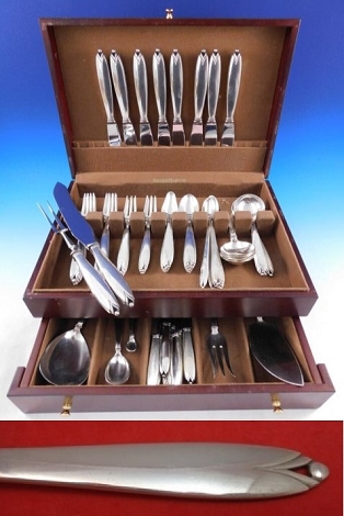 Madeleine by Peter Hertz Danish Sterling Silver Flatware Set for 8 Service 72 pc